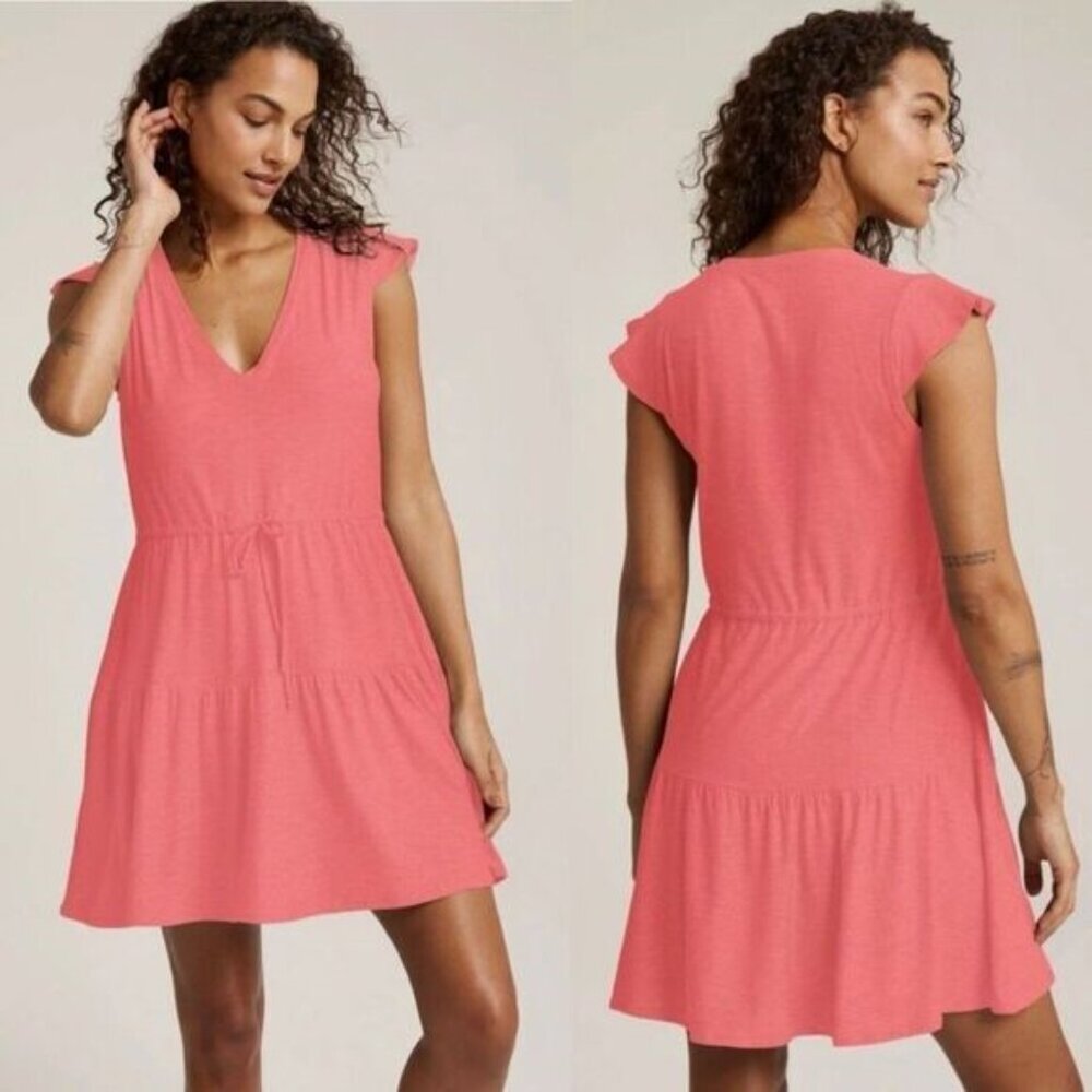 Beyond Yoga Featherweight Out & About Mini Dress Drawstring Waist Peach (Medium)